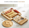 Bamboo Charcuterie Board Set with Knives, Dip Bowls & Fruit Tray