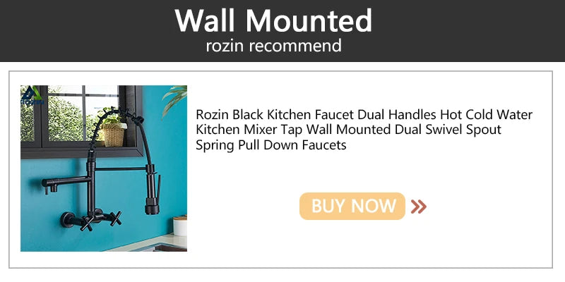 Black Kitchen Faucet With Pull Down Spring Sprayer Deck Mounted Hot and Cold Water Mixer Tap Dual Spout Nozzle Faucets Crane