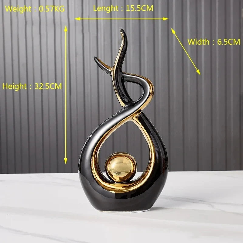 Nordic Home Decor Figurines for Interior Living Room Desk Ceramics Decoration Accessories Statue Sculpture Feng Shui Ornaments