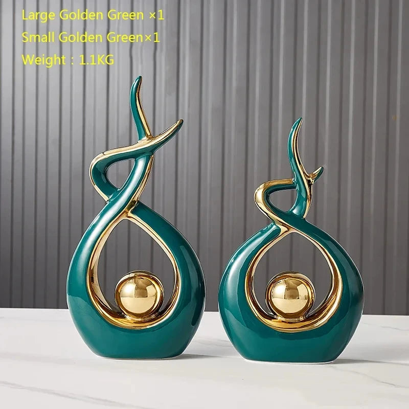 Nordic Home Decor Figurines for Interior Living Room Desk Ceramics Decoration Accessories Statue Sculpture Feng Shui Ornaments