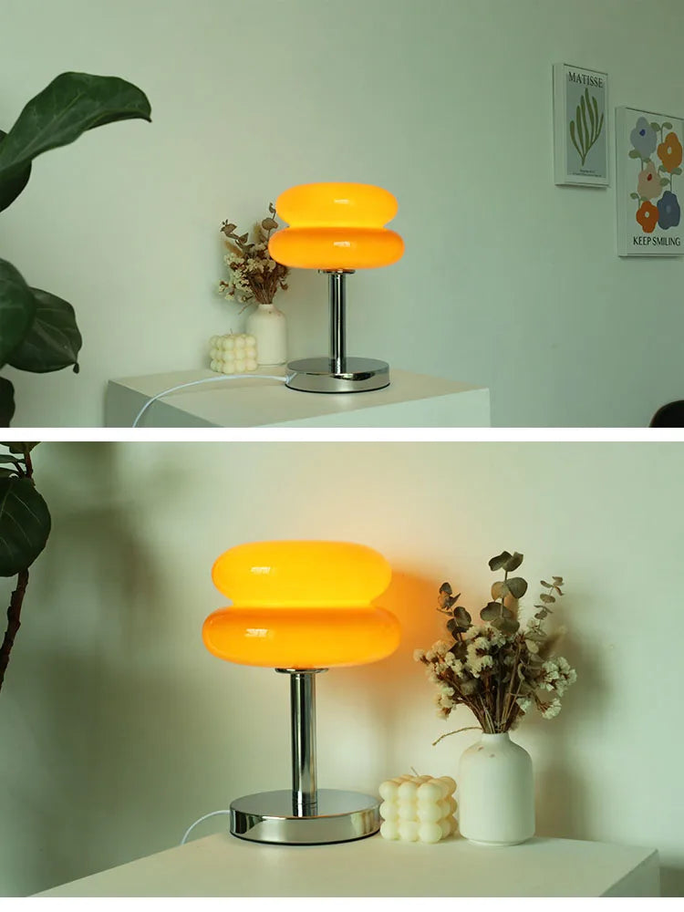 Macaron Glass Table Lamp Trichromatic Dimming Living Room Atmosphere Lamps Eye Protection Night Light Girl Bedroom Bedside Decor