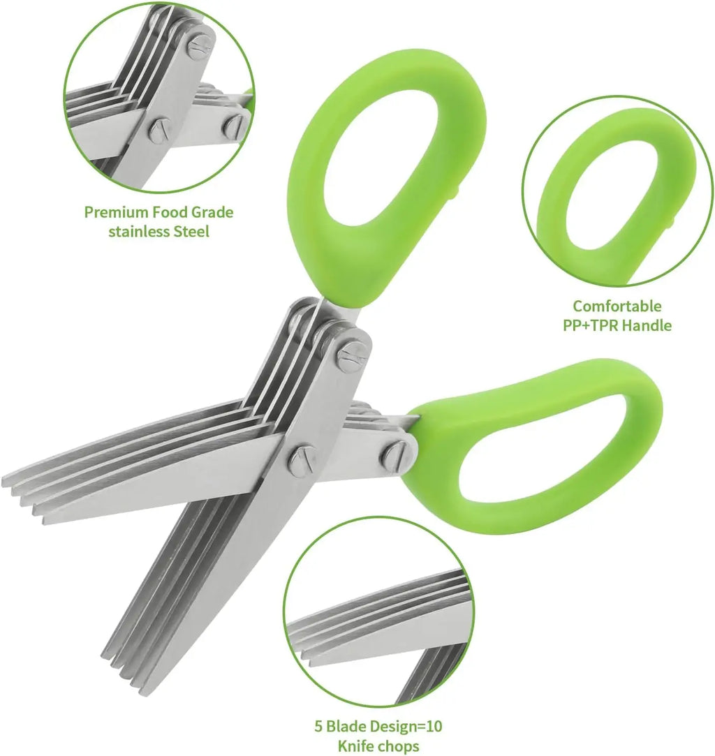 1 piece Multi-functional Stainless Steel 3/5 Layer Kitchen Scissors, Pepper Shredded Chopped Scallion Cutter Cut Cooking Tool