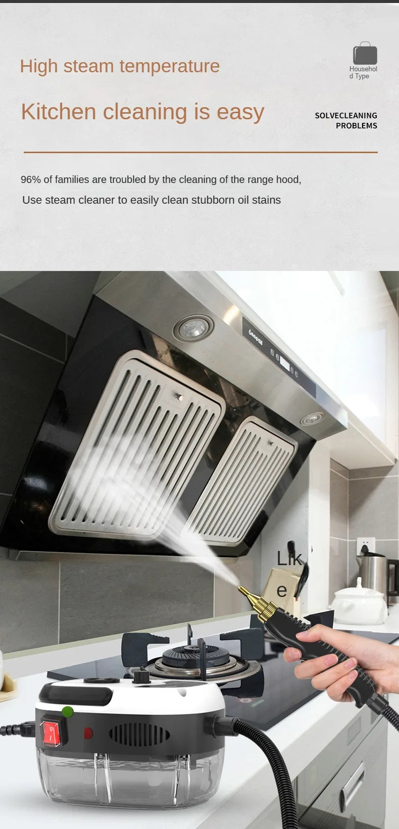 2500W Portable Steam Cleaner High Temperature Sterilization Pressure Jet Washer Machine for Home Car Kitchen Air Conditioner