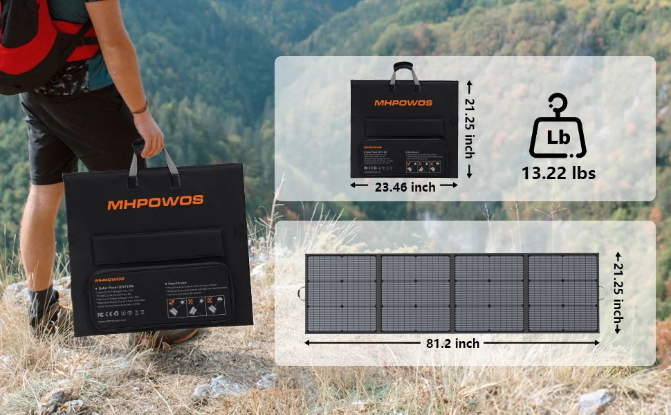 MHPOWOS Portable Solar Charger 40V 220W Foldable Solar Panel Kit for Jackery Bluetti Ecoflow Power stations RV Camping Patio