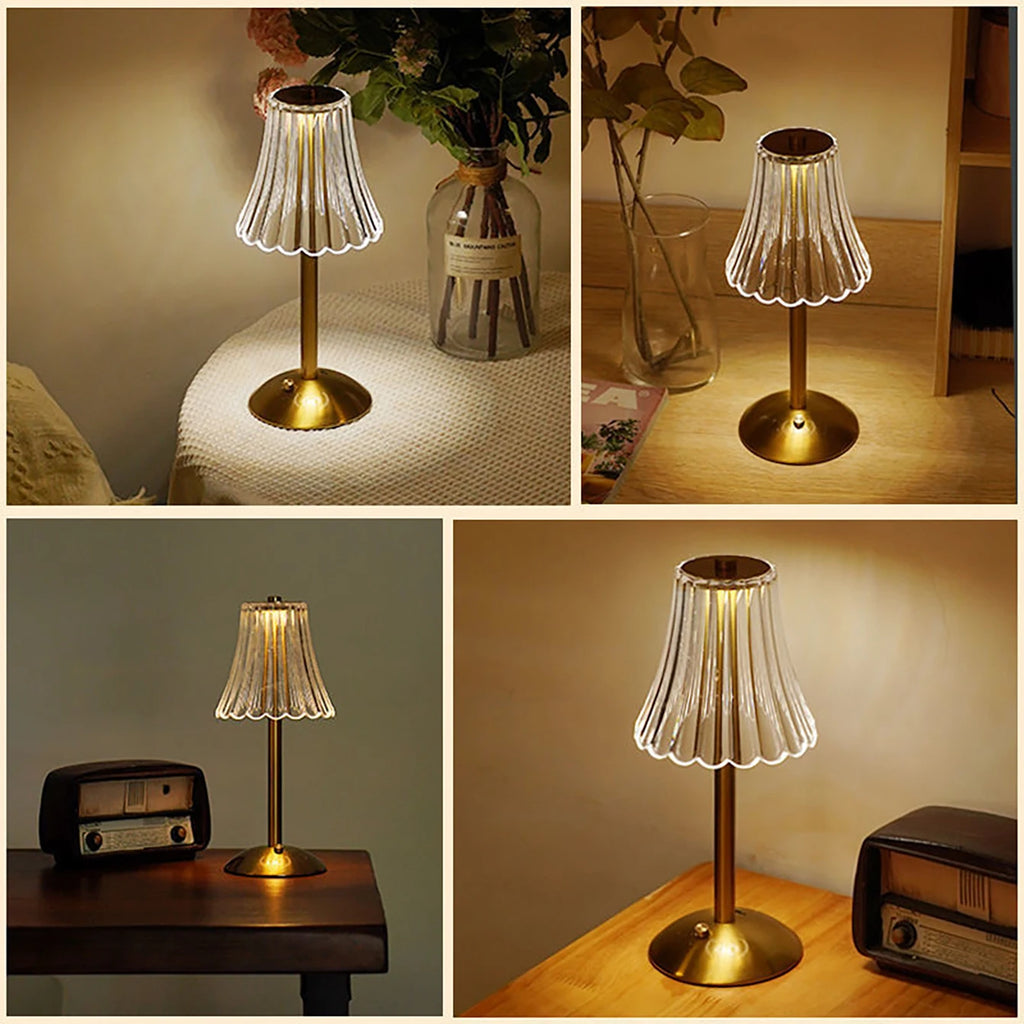 Table lamp bedroom, bedside lamp light luxury diamond crystal lamp high-end atmosphere lamp charging touch small night lamp