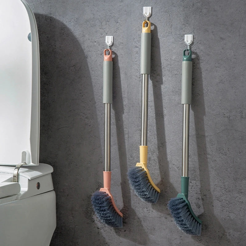 652F Bathroom Toilet Bowl Brush with Plastic Long Antislip Handle Curved Cleaner Wall Hanging Scrubber Deep Cleaning Tool