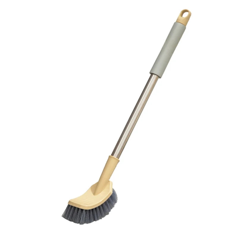 652F Bathroom Toilet Bowl Brush with Plastic Long Antislip Handle Curved Cleaner Wall Hanging Scrubber Deep Cleaning Tool