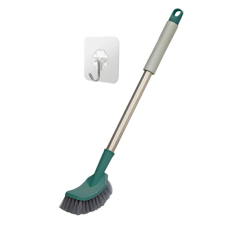 652F Bathroom Toilet Bowl Brush with Plastic Long Antislip Handle Curved Cleaner Wall Hanging Scrubber Deep Cleaning Tool