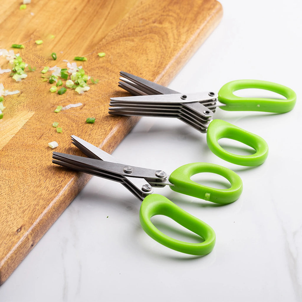 1 piece Multi-functional Stainless Steel 3/5 Layer Kitchen Scissors, Pepper Shredded Chopped Scallion Cutter Cut Cooking Tool