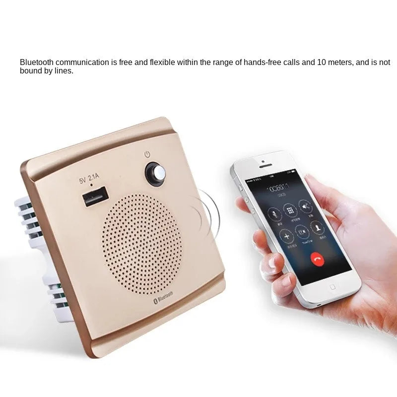 Universal Wall-mounted WiFi Bluetooth Audio with USB Charging Port Socket Panel, Home Wireless Bluetooth Speaker 86mm*86mm