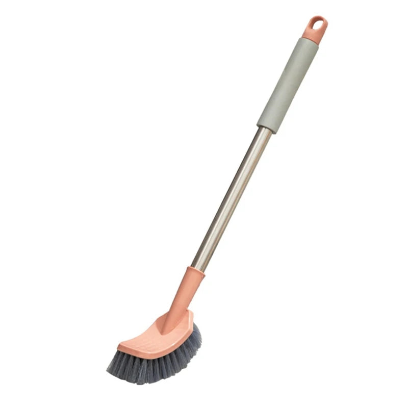 652F Bathroom Toilet Bowl Brush with Plastic Long Antislip Handle Curved Cleaner Wall Hanging Scrubber Deep Cleaning Tool