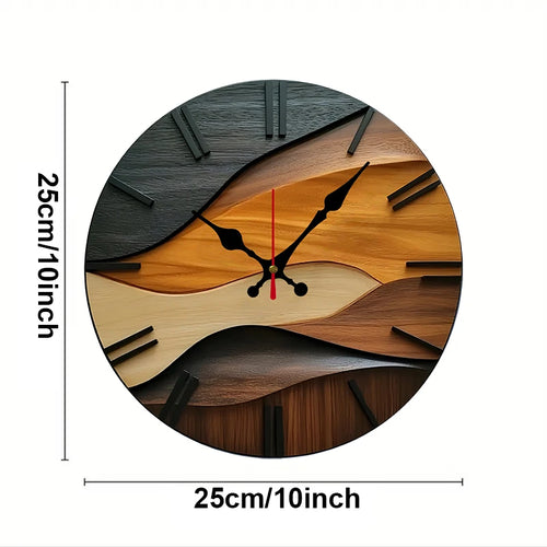 2D-flat Nordic Style Wooden Round Silent Hanging Wall Clock,Suitable For Living Room,Office,Study Room, Bedroom, Home Decoration