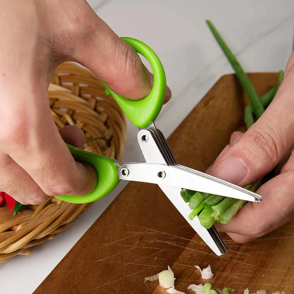 1 piece Multi-functional Stainless Steel 3/5 Layer Kitchen Scissors, Pepper Shredded Chopped Scallion Cutter Cut Cooking Tool