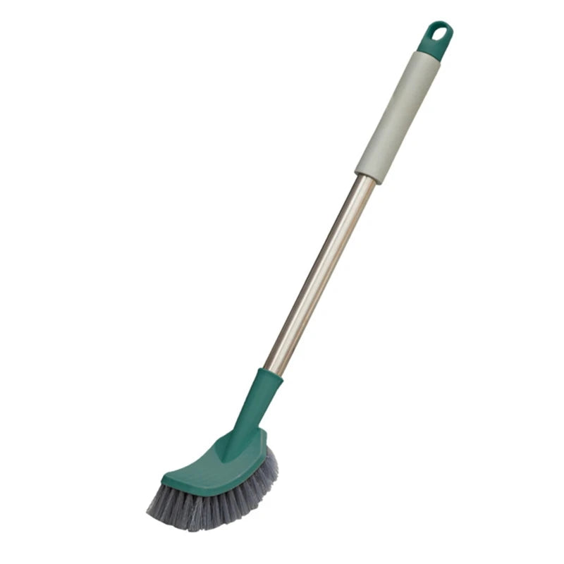652F Bathroom Toilet Bowl Brush with Plastic Long Antislip Handle Curved Cleaner Wall Hanging Scrubber Deep Cleaning Tool