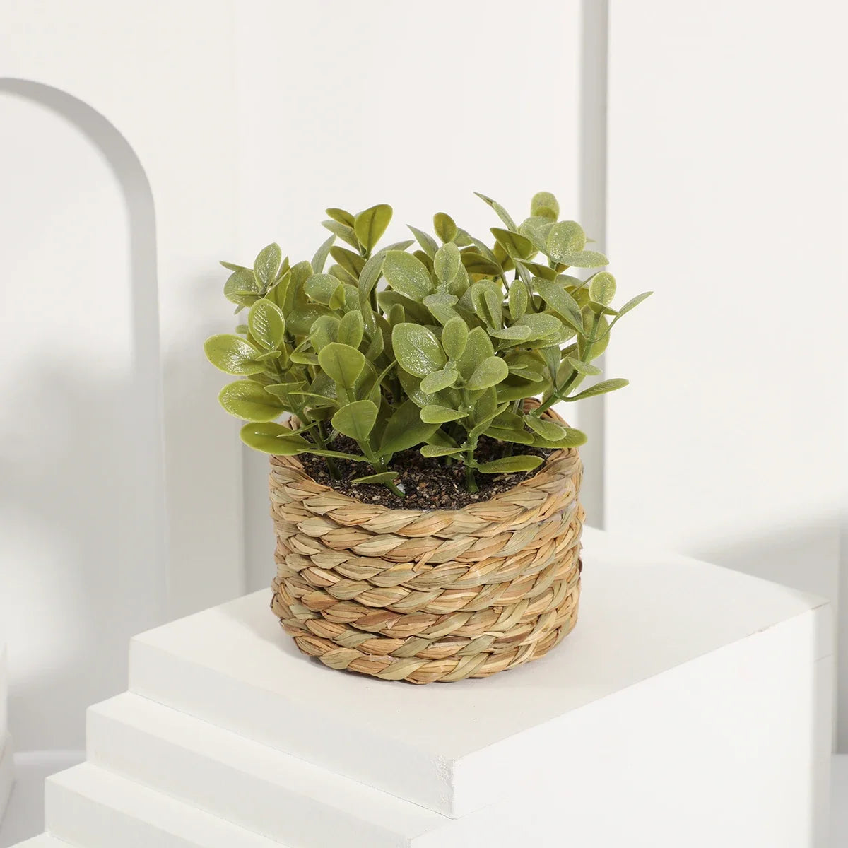 3pcs Green Artificial Plants Grass Woven Small Potted Plants Home Decoration home decor  home decoration  plants
