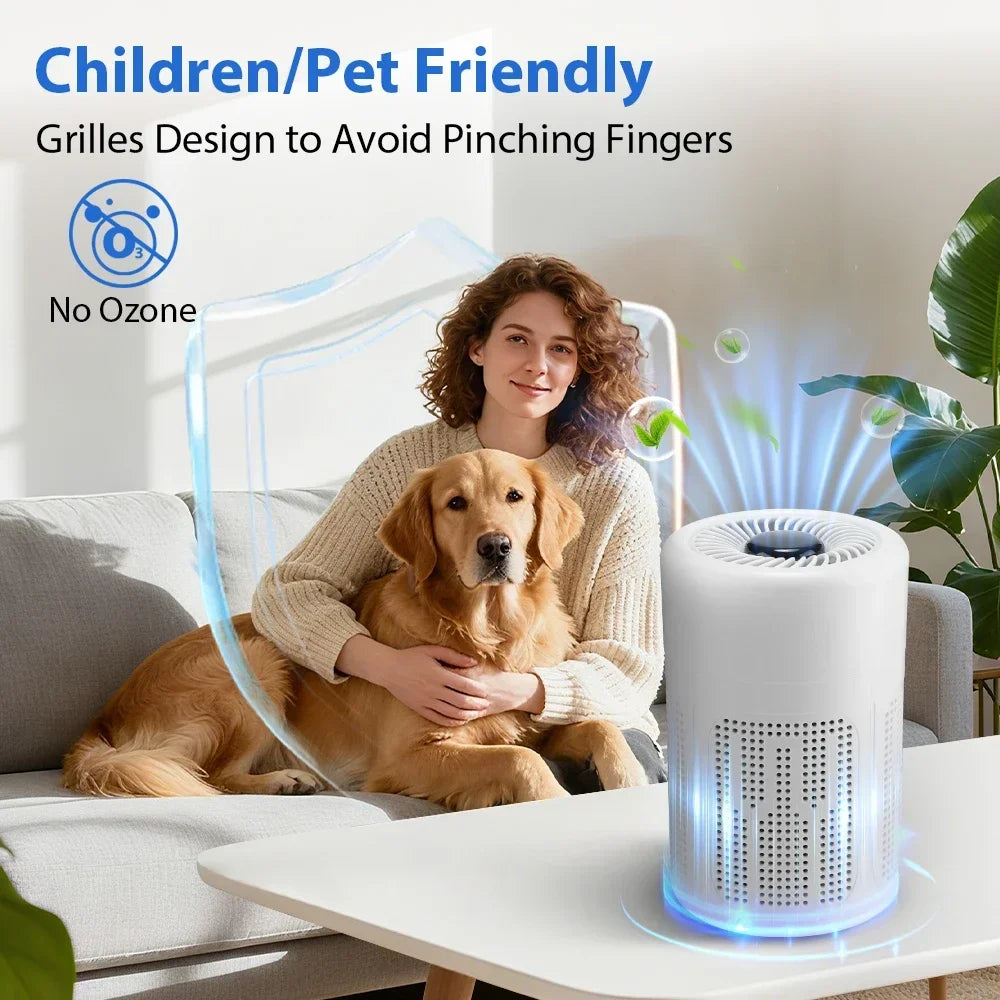 Air Purifier Smoke Odor Negative Ion Generator USB Portable Air Cleaner for Household HEPA Filter Efficient Purifying Air