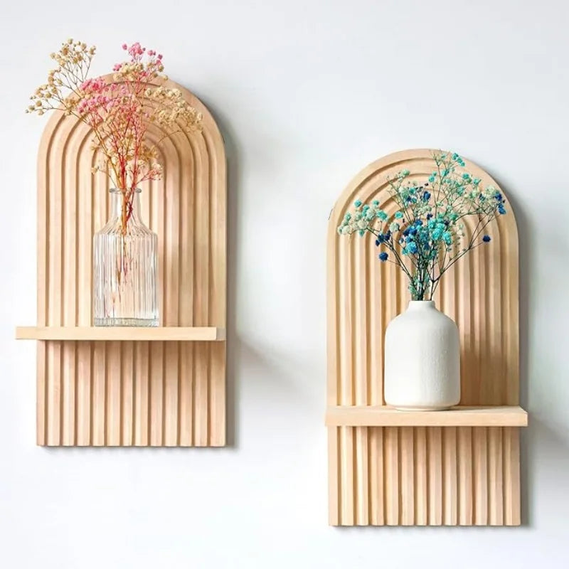 Boho Wooden Shelves for Wall Decorative Book Floating Wall Shelf for Living Room Bathroom Bedroom Classroom Office Nursery Home