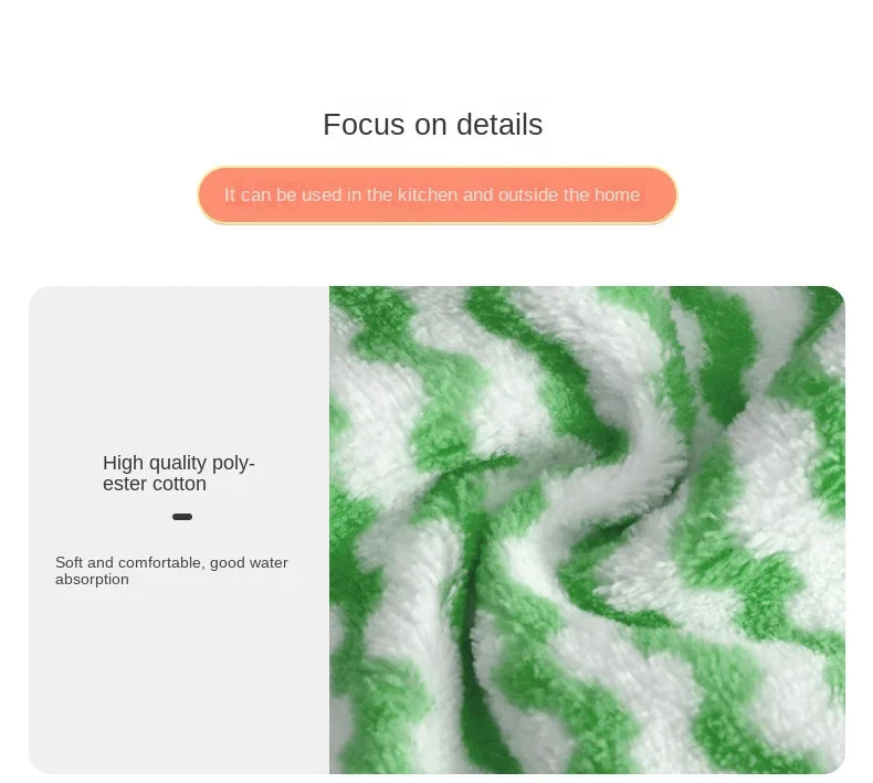 20Pcs Kitchen Wipes Coral Velvet Wave Design Wipes Microfibre Thickened Absorbent Wipes Household Cleaning Cloth Set