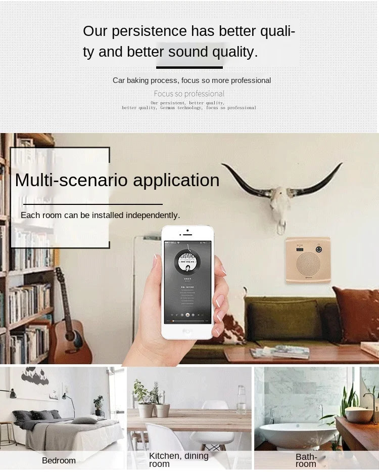 Universal Wall-mounted WiFi Bluetooth Audio with USB Charging Port Socket Panel, Home Wireless Bluetooth Speaker 86mm*86mm