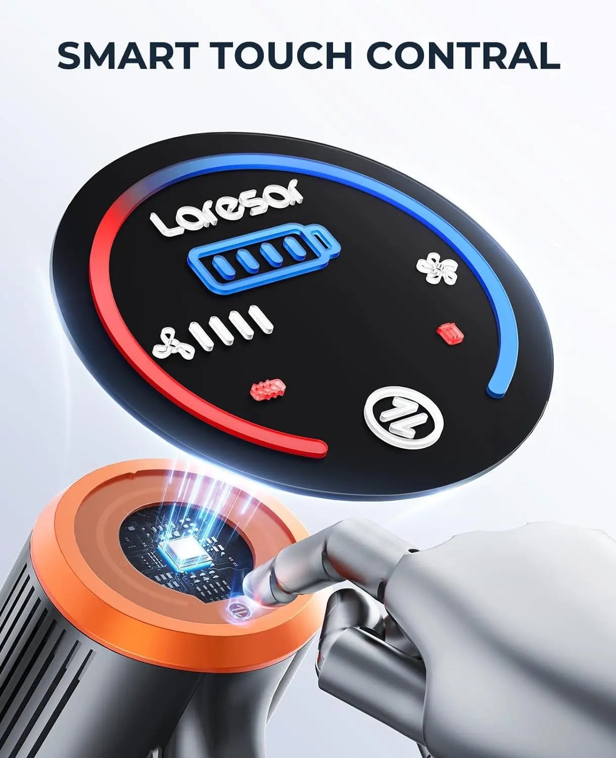 Laresar Elite 8 Cordless Vacuum Cleaner Handheld Home Appliance 450W Powerful smart home Touch Screen 55 Mins Detachable Battery