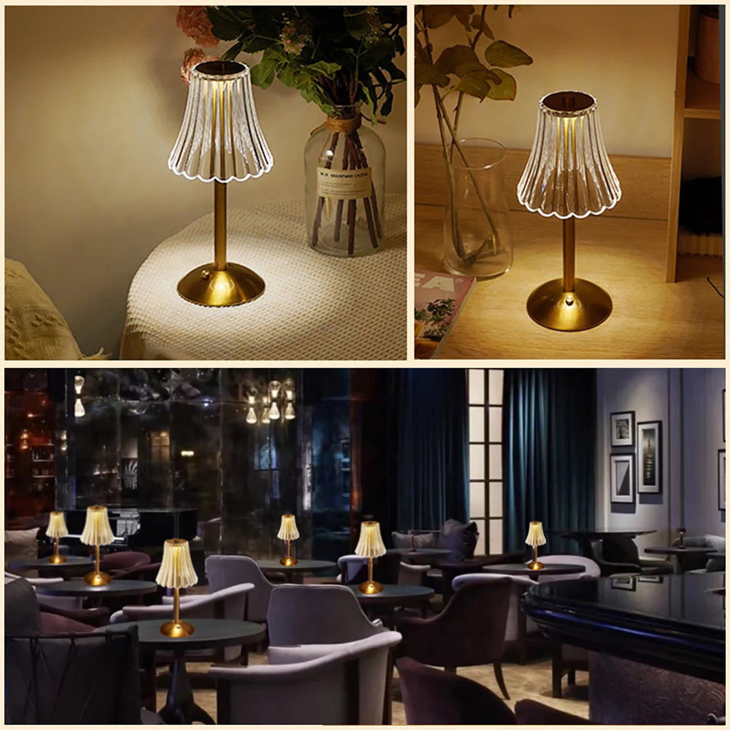 Table lamp bedroom, bedside lamp light luxury diamond crystal lamp high-end atmosphere lamp charging touch small night lamp