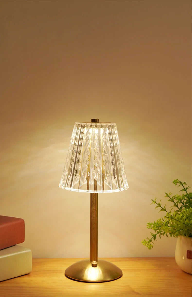 Table lamp bedroom, bedside lamp light luxury diamond crystal lamp high-end atmosphere lamp charging touch small night lamp