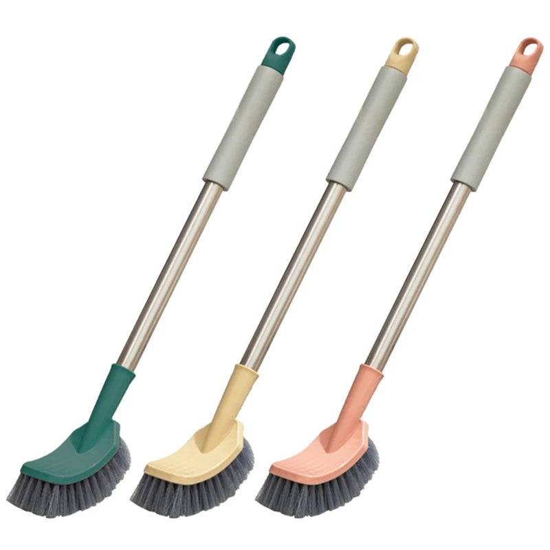 652F Bathroom Toilet Bowl Brush with Plastic Long Antislip Handle Curved Cleaner Wall Hanging Scrubber Deep Cleaning Tool
