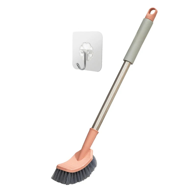 652F Bathroom Toilet Bowl Brush with Plastic Long Antislip Handle Curved Cleaner Wall Hanging Scrubber Deep Cleaning Tool