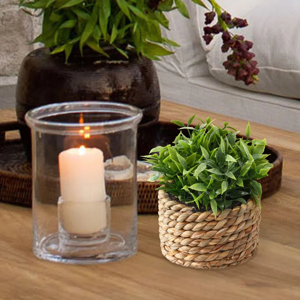 3pcs Green Artificial Plants Grass Woven Small Potted Plants Home Decoration home decor  home decoration  plants