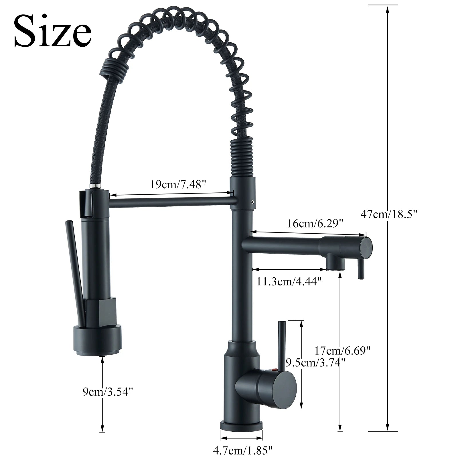 Black Kitchen Faucet With Pull Down Spring Sprayer Deck Mounted Hot and Cold Water Mixer Tap Dual Spout Nozzle Faucets Crane
